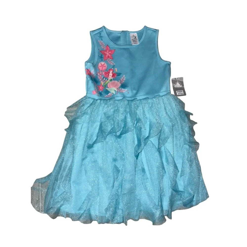 Disney Ariel Little Mermaid Blue Tulle Dress Girls Sleeveless Costume Size XS - Picture 2 of 6
